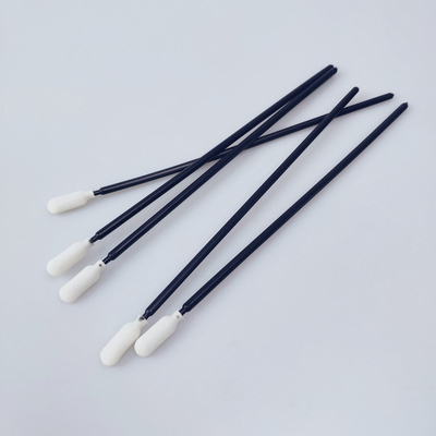 Fusselfreier Cleanroom-spitzt offener Zellschwamm Q langen schwarzen Griff 6,5"