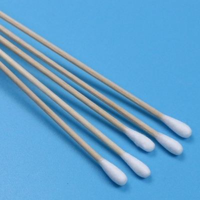 CA-006 Biologisch abbaubarer langer Holzstäbchen Reinraum Q Tipps Industrielle Baumwollknospen Reinigungsschwabstäbchen