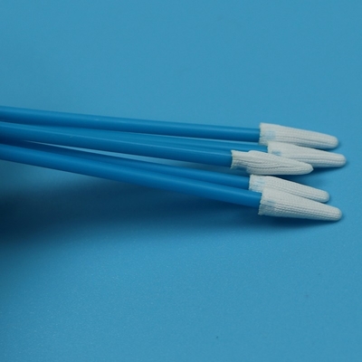 Lintfreie Doppelschichten Strick Polyester Spitze Swab Kleine Spitze Reinraum Swab mit blauem Griff