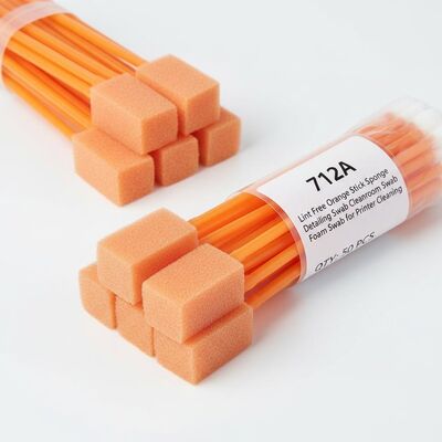 712A Lint Free Orange Stick Sponge Detailing Swab Cleanroom Swab Rectangular Foam Swab for Printer Cleaning