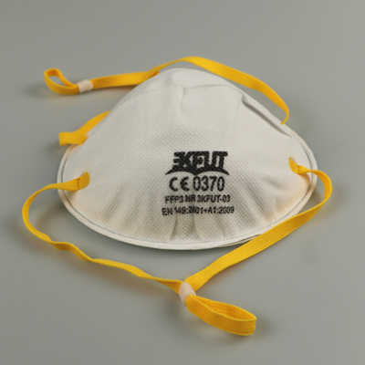 Wegwerfgesichtsmaske FFP3 des weißen Entwurfs-3D mit Stirnbändern