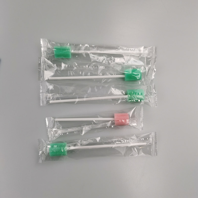 Farbcodierte Mundpflege-Tupfer – Einzeln verpackte, runde Schwammspitzen in Blumenform (Grün/Rosa) für medizinische und häusliche Anwendung