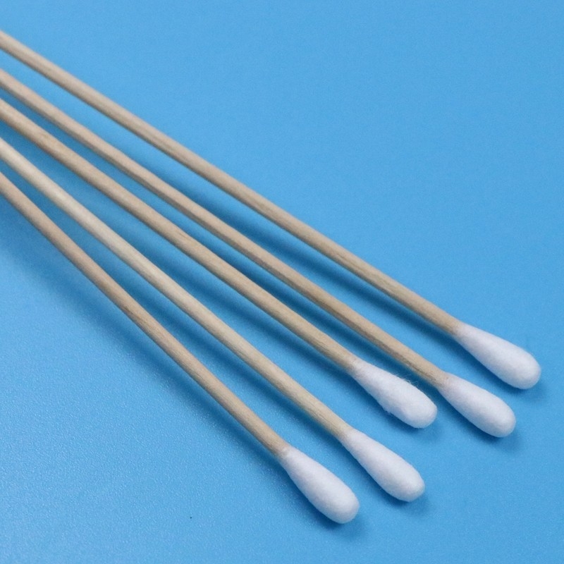 CA-006 Biologisch abbaubarer langer Holzstäbchen Reinraum Q Tipps Industrielle Baumwollknospen Reinigungsschwabstäbchen