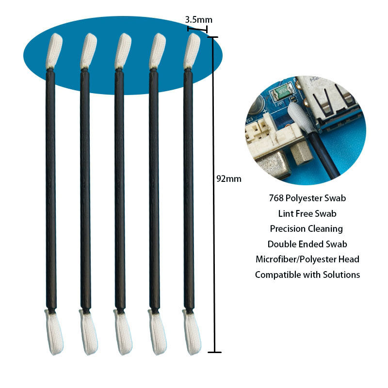 768 fusselfreier schwarzer Griff verdrehter Kopf Polyester Tupfer Präzisionsreinigung Detailtupfer für Reinraum