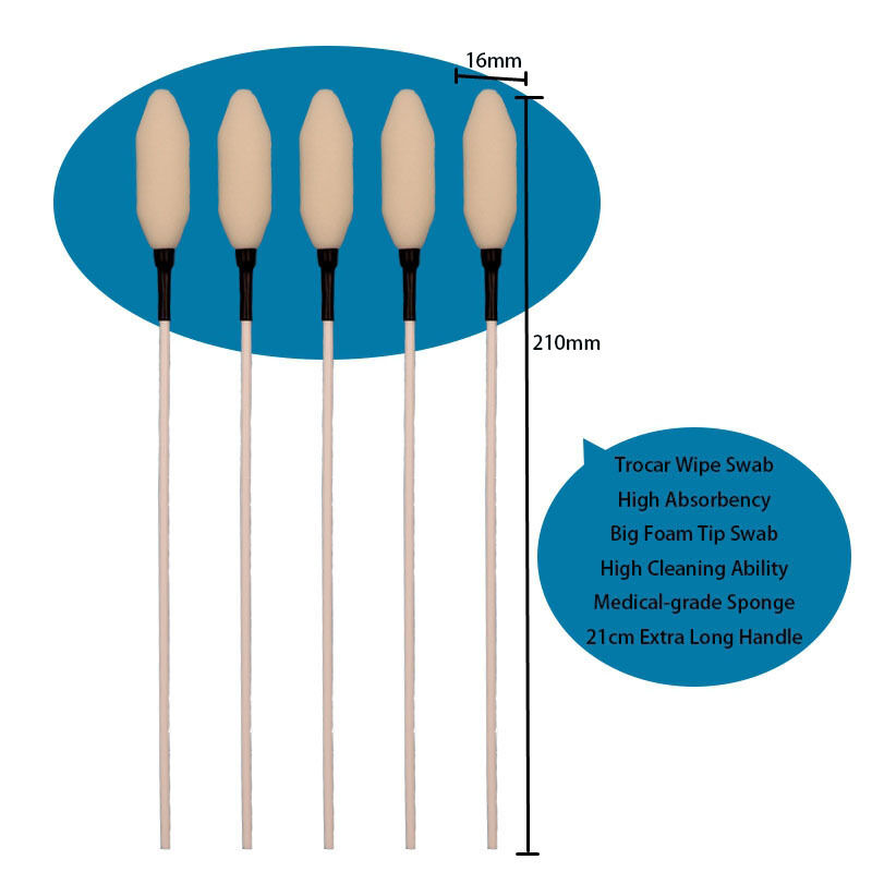 21 cm langer Einweg-PP-Stick, medizinischer Reinigungsschwamm, Schaumstoffspitze, Trokar-Wischtupfer für Krankenhäuser