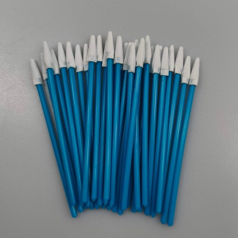 Fusselfreier Tupfer mit blauem Griff, Mini-Spitz-Polyester-Tupfer, Präzisions-Reinigungstupfer für Reinräume