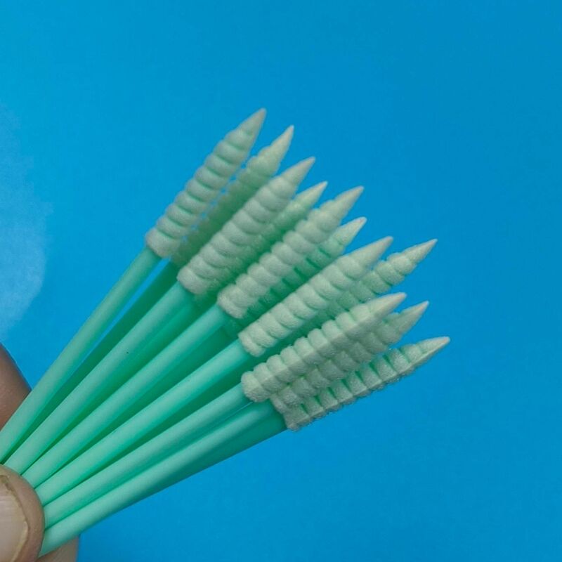 752 Grüner PP-Stick, fusselfreier Tupfer, Mini-Spiralspitzer Schwamm, Detaillierungstupfer, Präzisionsreinigungsschaumtupfer für Reinräume